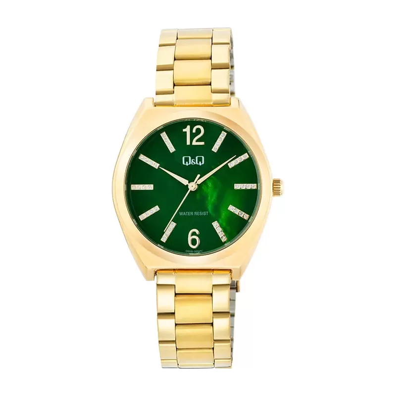 Ceas barbatesc auriu, ecran verde, Q&Q Q90B-005PY