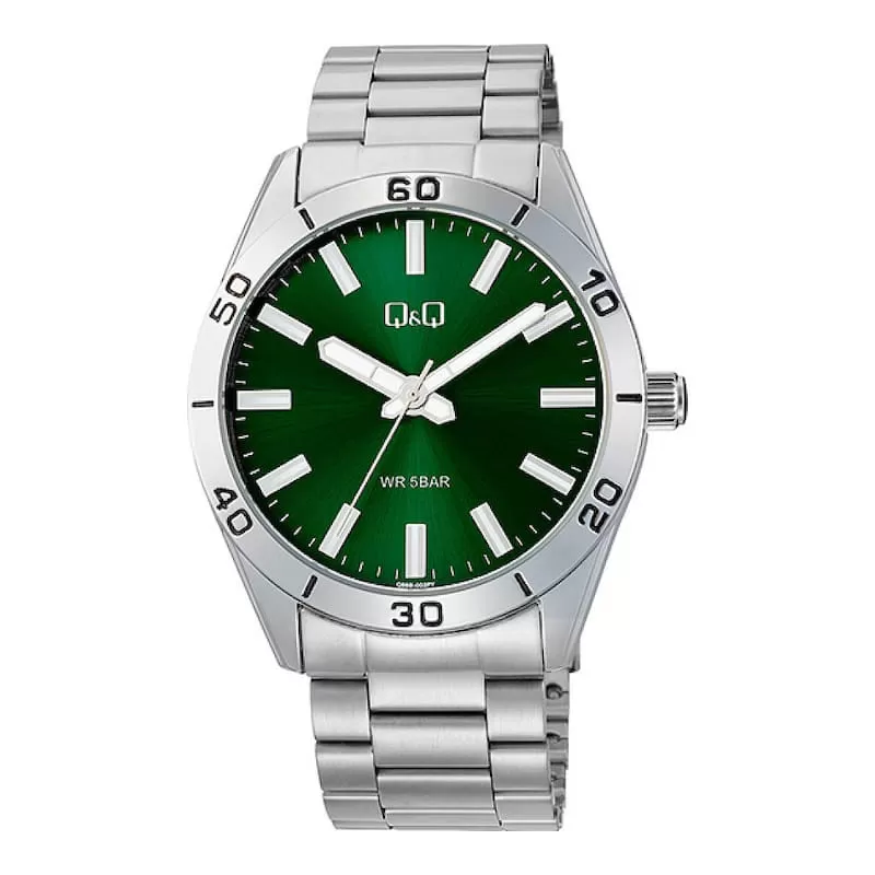 Ceas barbatesc Q&Q argintiu, ecran verde, Q86B-003PY
