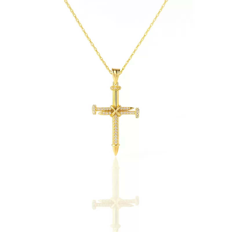 Colier din argint 925 placat cu aur, pandantiv cruce