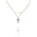 Colier dublu cu perle si pandantiv cruce din argint 925