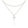 Colier dublu cu perle si pandantiv cruce din argint 925
