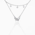 Colier dublu din argint 925 cu pandantiv fluture