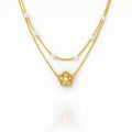 Colier dublu din argint 925 placat cu aur, pandantiv floare