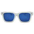 Ochelari de soare unisex Matteo Ferari, lentile albastre, rama alba